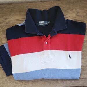 Polo by Ralph Lauren Navy, Red, White, Light Blue Striped Polo BIG & TALL 2XLT